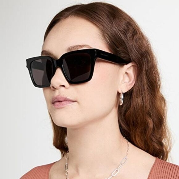 NEW Saint Laurent New Wave SL507 001 Black Gray Square Unisex Sunglasses - Picture 2 of 15